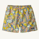 The Patagonia Men's Baggies Beach Shorts - Flourish / Abundant Blue on a plain background. 