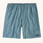 The Patagonia Men's Baggies Shorts Longs with a Kaleidoscope / Still Blue design on a plain background.