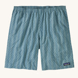 The Patagonia Men's Baggies Shorts Longs with a Kaleidoscope / Still Blue design on a plain background.