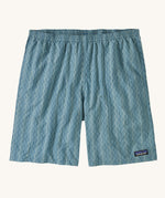 The Patagonia Men's Baggies Shorts Longs with a Kaleidoscope / Still Blue design on a plain background.