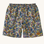 The Patagonia Men's Baggies Shorts Longs with a Wild Botanist / Tidal Teal design on a plain background. 