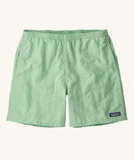 The Patagonia Men's Baggies Shorts in Rinsed Green on a plain background. 