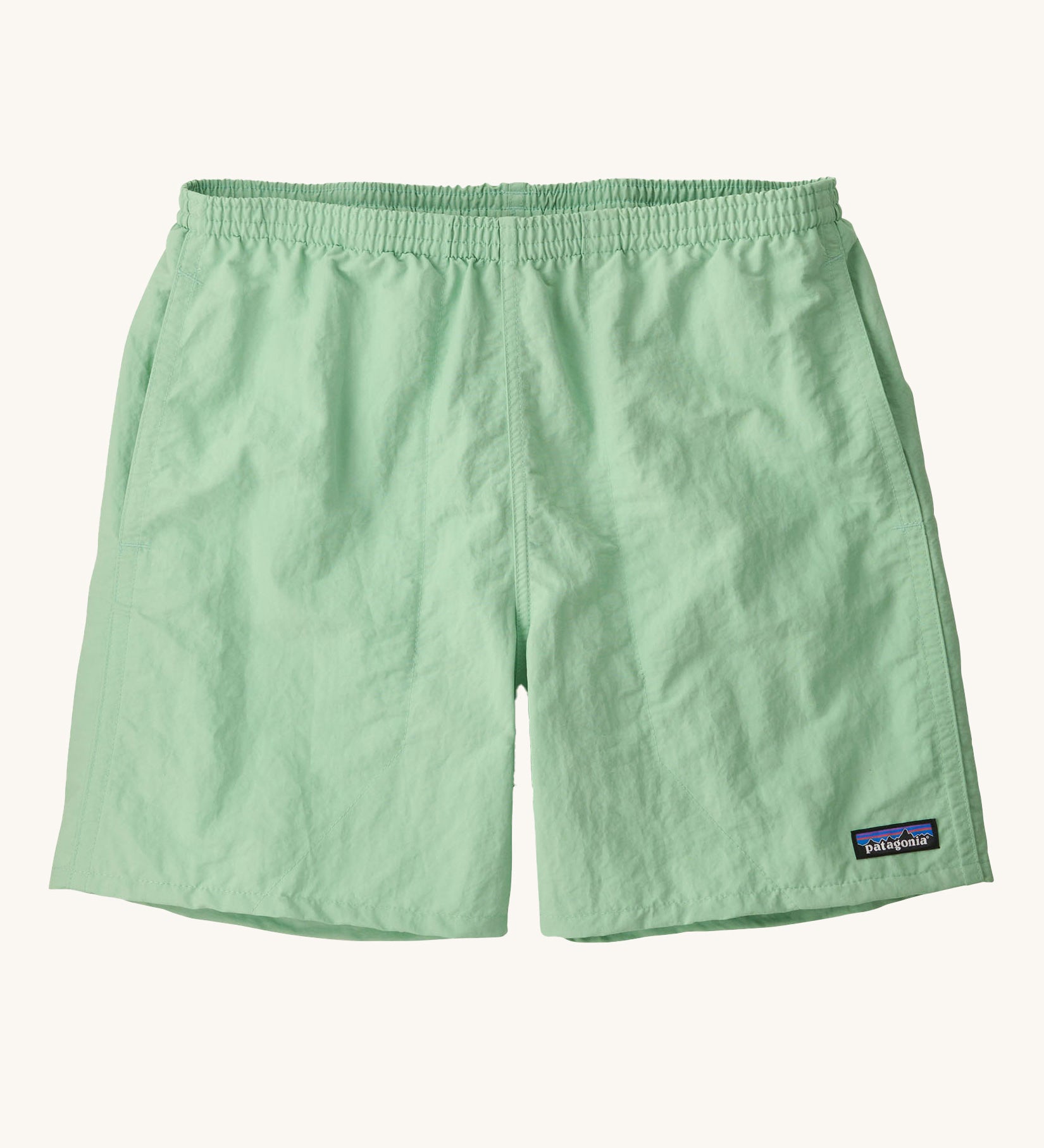 The Patagonia Men's Baggies Shorts in Rinsed Green on a plain background. 