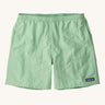The Patagonia Men's Baggies Shorts in Rinsed Green on a plain background. 
