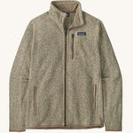 The Patagonia Men's Better Sweater Jacket in a Pelican colour on a plain background.