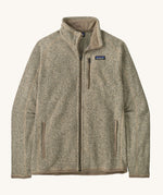 The Patagonia Men's Better Sweater Jacket in a Pelican colour on a plain background.