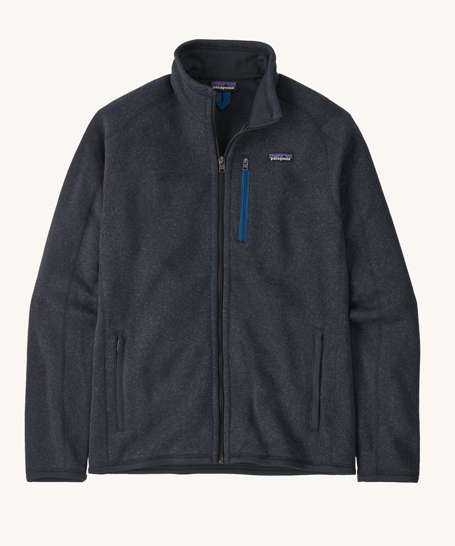 Patagonia Men's Better Sweater Jkt Pitch Blue pictured on a plain background 