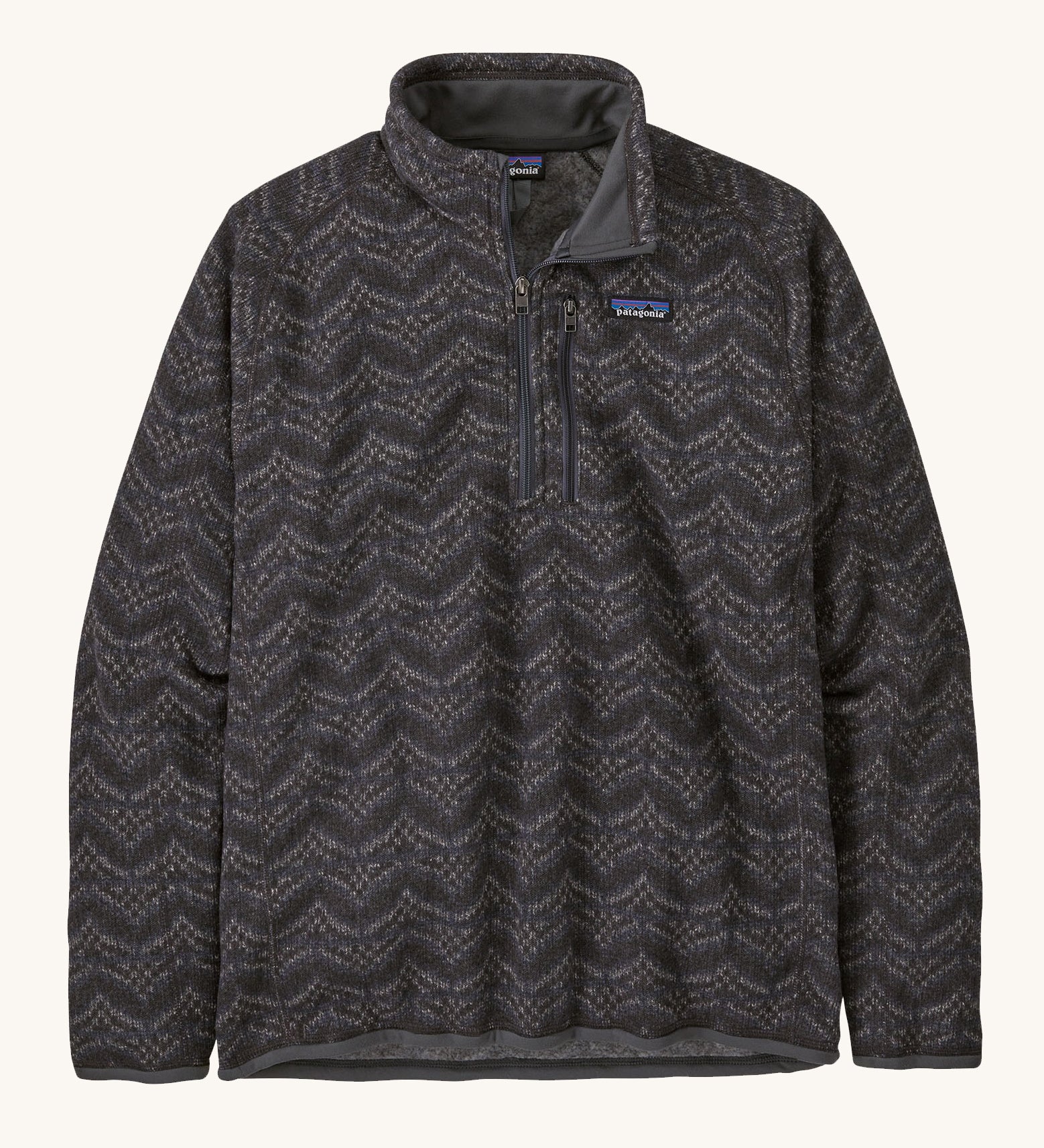 Patagonia Men's Better Sweater 1/4 Zip in Forge Grey on a plain background.