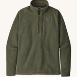 Patagonia Men's Better Sweater quarter Zip Industrial Green on a plain background