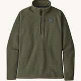 Patagonia Men's Better Sweater quarter Zip Industrial Green on a plain background