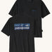 Patagonia Men's Boardshort Logo Pocket Responsibili-Tee in Ink Black on a plain background showing both front and back views