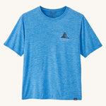Front of the Patagonia Men's Capilene Cool Daily Graphic Shirt - Lands / Vessel Blue on a plain background.