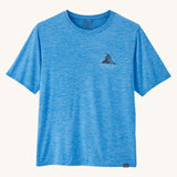 Front of the Patagonia Men's Capilene Cool Daily Graphic Shirt - Lands / Vessel Blue on a plain background.
