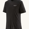 The Patagonia Men's Capilene Cool Merino Graphic Shirt with a Heritage Header design in Black on a plain background. 