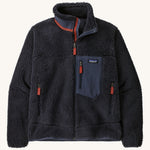 Patagonia Men's Classic Retro-X Jacket in a dark Smolder Blue colour on a plain background. 