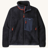Patagonia Men's Classic Retro-X Jacket in a dark Smolder Blue colour on a plain background. 