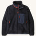 Patagonia Men's Classic Retro-X Jacket in a dark Smolder Blue colour on a plain background. 