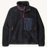Patagonia Men's Classic Retro-X Jacket in a dark Smolder Blue colour on a plain background. 