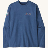 Patagonia men's unity fitz wildrise crew sweatshirt in clement blue. A lightweight long sleeve top with brand logo on the chest and a patch on the right shoulder