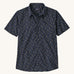 The Patagonia Men's Go To Shirt with  a Blossoms / New Navy design on a plain background. 