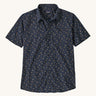 The Patagonia Men's Go To Shirt with  a Blossoms / New Navy design on a plain background. 