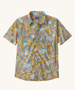 The Patagonia Men's Go To Shirt with a Flourish / Abundant Blue design on a plain background.