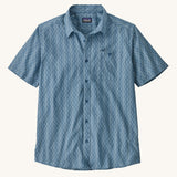 The Patagonia Men's Go To Shirt with a Kaleidoscope / Still Blue design on a plain background. 