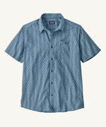The Patagonia Men's Go To Shirt with a Kaleidoscope / Still Blue design on a plain background. 