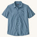 The Patagonia Men's Go To Shirt with a Kaleidoscope / Still Blue design on a plain background. 