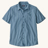 The Patagonia Men's Go To Shirt with a Kaleidoscope / Still Blue design on a plain background. 