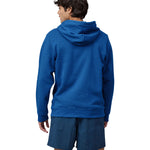 Patagonia men's hoodie in endless blue colour back detail