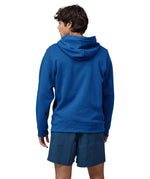 Patagonia men's hoodie in endless blue colour back detail