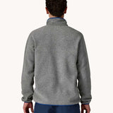 The back of a man wearing the Patagonia Men's Lightweight Synchilla® Snap-T Fleece Pullover in a grey colourway.