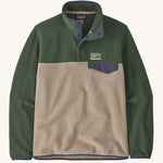 Patagonia Men's Lightweight Synchilla Snap-T Fleece in a Seabird Grey and green colour. 