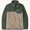 Patagonia Men's Lightweight Synchilla Snap-T Fleece in a Seabird Grey and green colour. 