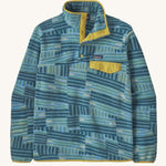 Patagonia Men's Lightweight Synchilla Snap-T Fleece with a Quilty Fitz pattern in a Wetland Blue colour. 