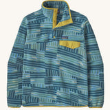 Patagonia Men's Lightweight Synchilla Snap-T Fleece with a Quilty Fitz pattern in a Wetland Blue colour. 