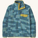 Patagonia Men's Lightweight Synchilla Snap-T Fleece with a Quilty Fitz pattern in a Wetland Blue colour. 