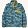 Patagonia Men's Lightweight Synchilla Snap-T Fleece with a Quilty Fitz pattern in a Wetland Blue colour. 