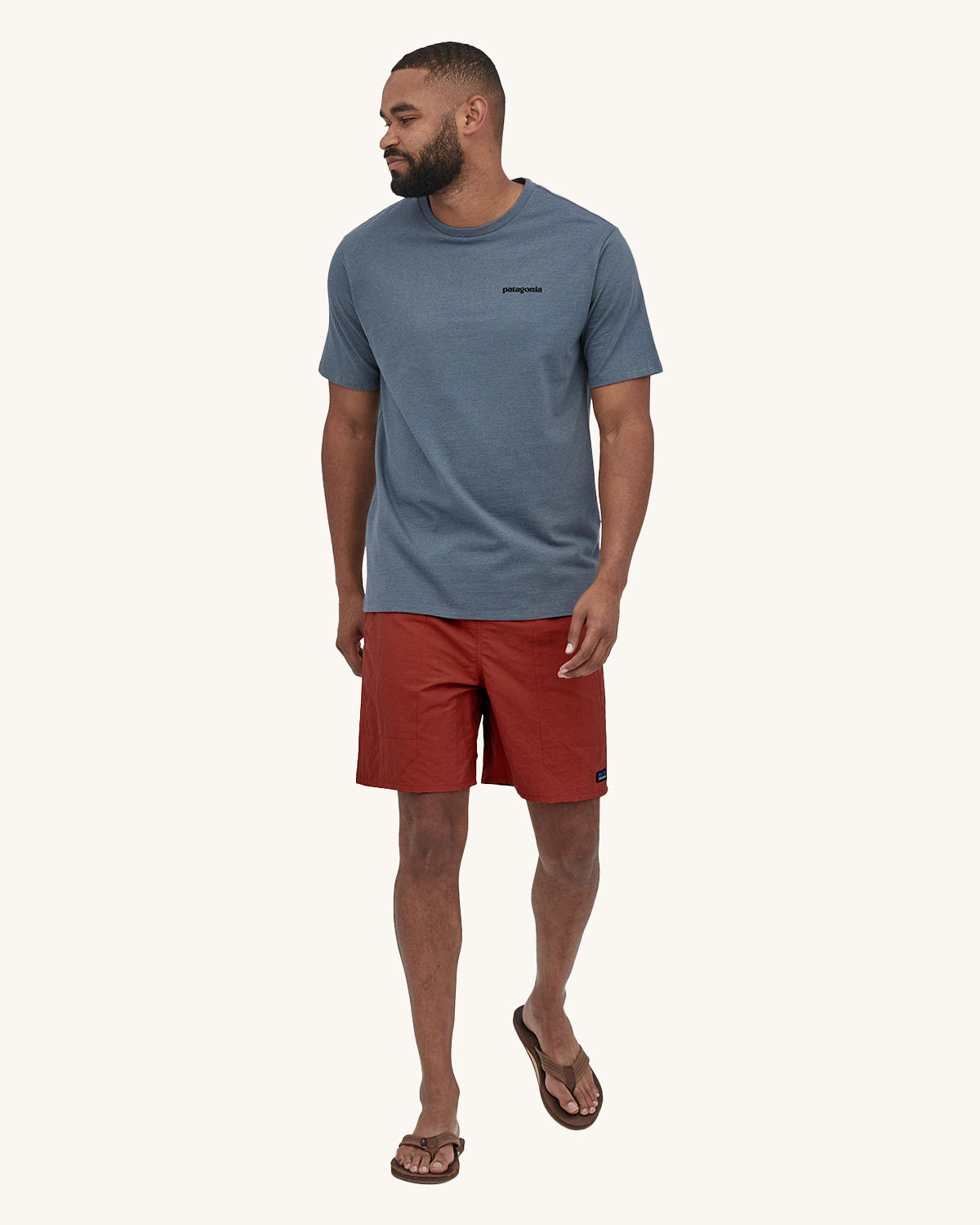A person wearing Patagonia Men's Baggies Shorts Longs