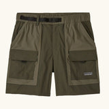 Patagonia Men's Outdoor Everyday Shorts in Pine Needle Green. Cargo style shorts with buckle closure.