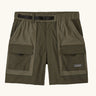 Patagonia Men's Outdoor Everyday Shorts in Pine Needle Green. Cargo style shorts with buckle closure.