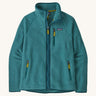 The Patagonia Men's Retro Pile Fleece Jacket in a Wetland Blue colour on a plain background.