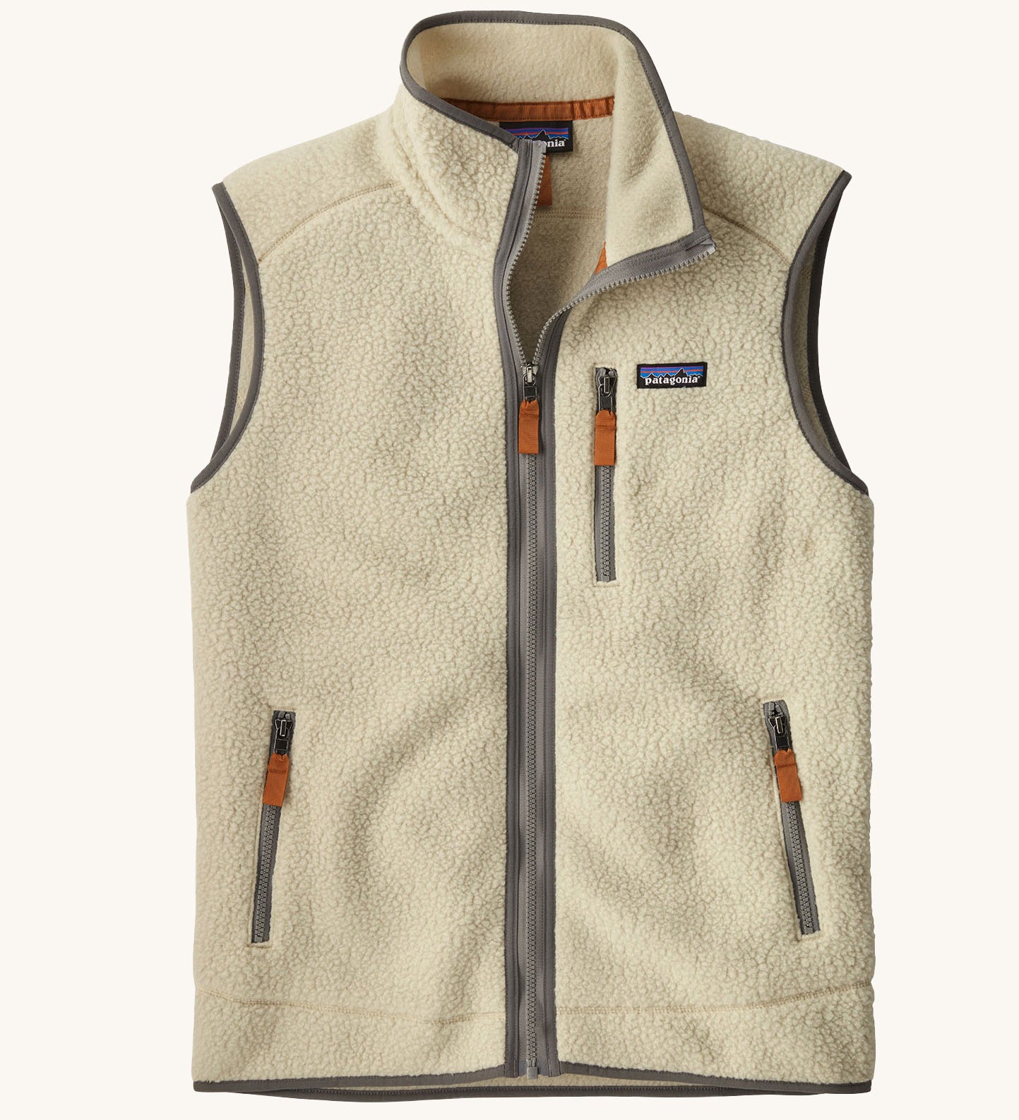 The Patagonia Men's Retro Pile Vest in Pelican on a plain background. 