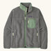 Patagonia Men’s Classic Retro-X Fleece Jacket Forever Grey product view showing mint green zip chest pocket and handwarmer pockets
