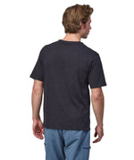 Patagonia men's short sleeve top with a pocket on the front in black back detail