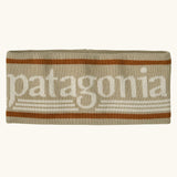 Patagonia powder town fleece lined headband with a hut tripper logo design in weathered stone.