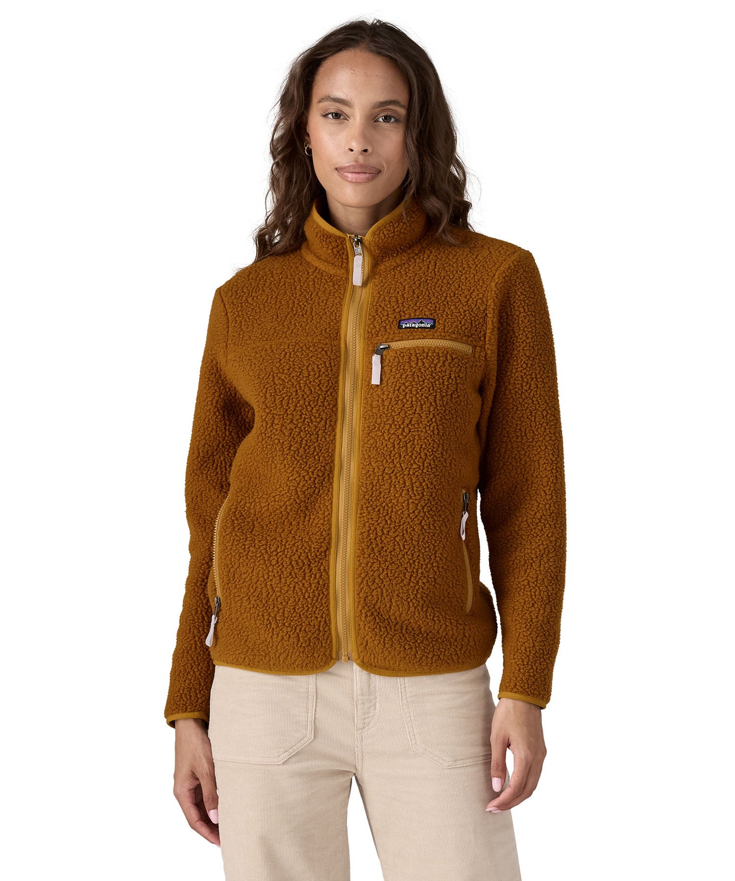 Patagonia retro pile fleece brown colour on front detail