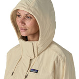 Patagonia women's skysail jacket in a natural colour hood detail