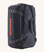 Patagonia 55 litres duffel bag in a navy blue colour  shoulder strap detail